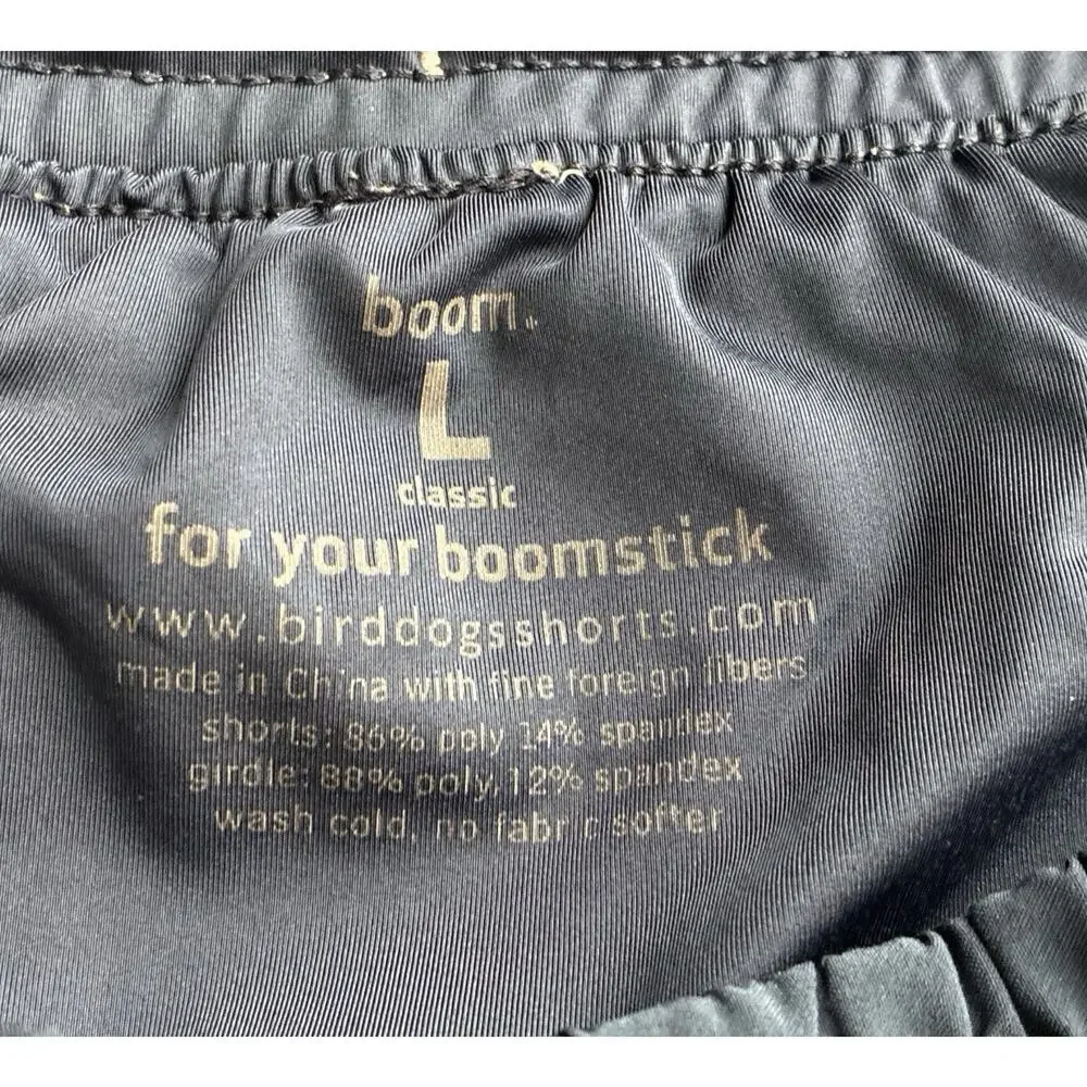 Bird dogs 7” Lined Gym Shorts Boom For Your Boomstick Stretch Mens L